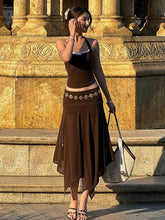 LIZAKOSHT  -  Puss Sexy Summer 2Piece Set Women Y2K Patchwork Lace Halter Backless Sleeveless Tops+Irregular Hem Skirts Matching Suits